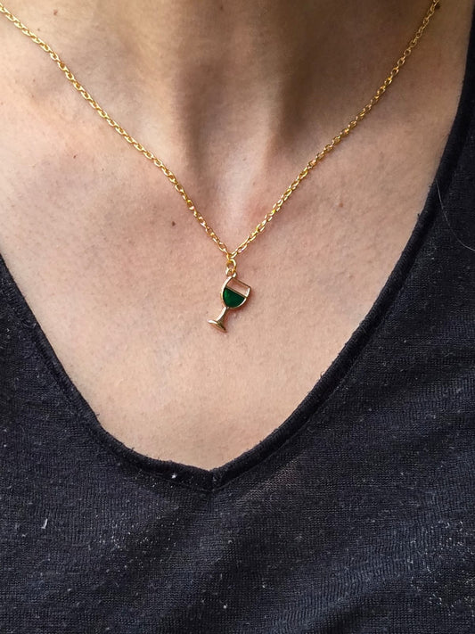 collier  pendentif verre de vin